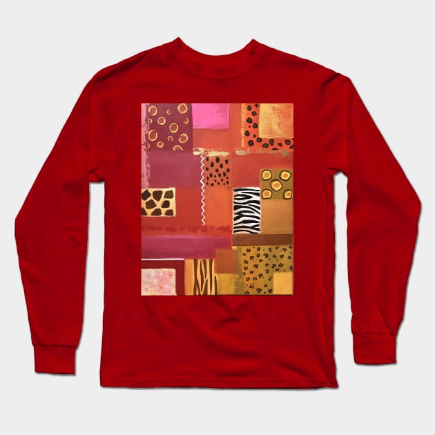 African safari quilt Long Sleeve T-Shirt by MagaliModoux